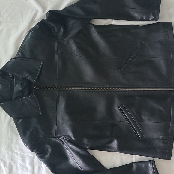 Genuine leather soft black vintage jacket large - Picture 2 of 12